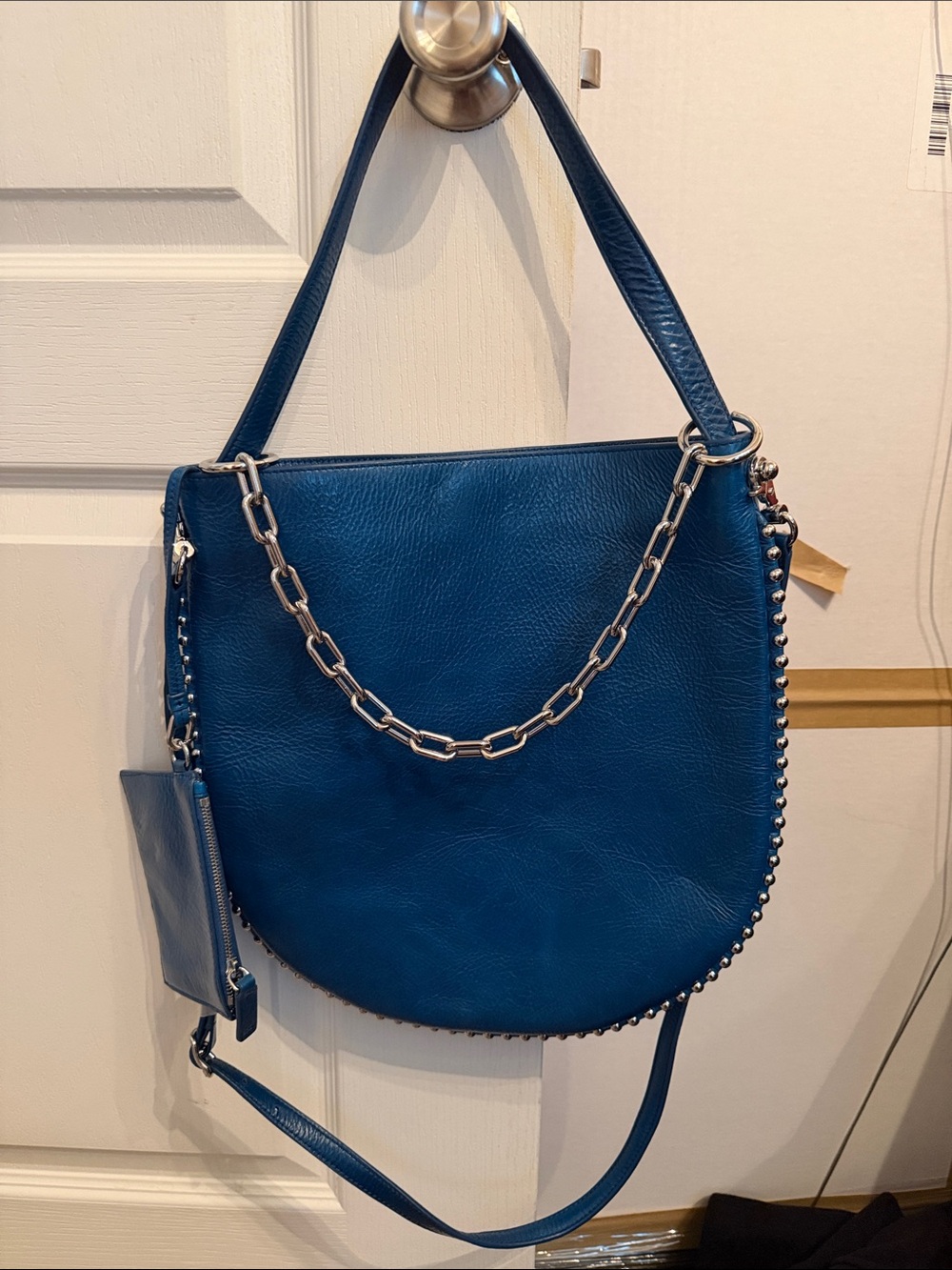 Alexander Wang Roxy Blue Leather Chain-Accent Hobo Bag